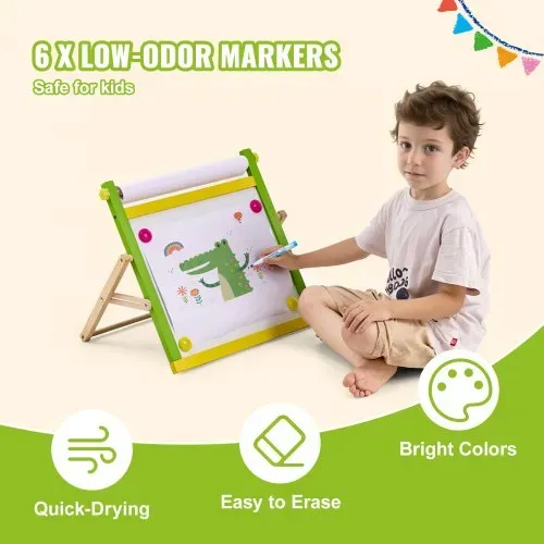 VEVOR Kindertafel Zubehörset, 32-teiliges Spieltafel-Malset für Kinder, inklusive Kreiden, trocken abwischbaren Markern und Papierrollen, Zubehörset für Staffelei, Malzubehör für Kinder ab 3 Jahren – Bild 3