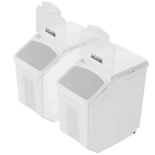VEVOR Mottensichere Vorratsdosen Aufbewahrungsbox Küche 15 L x 2, Sichtbarer Vorratsbehälter PP mit Deckel und Rollen, Luftdichter Behälter für Reis, Mehl, Zucker, Hülsenfrüchte, Nüsse, Tiernahrung – Bild 9