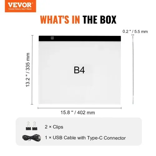 VEVOR Leuchttafel B4 LED Leuchtpad Leuchtkasten ultradünne tragbare Leuchtbox, USB-betriebenere Leuchtplatte zum Nachzeichnen, Leuchtbox für Diamantmalerei Animation Skizzieren Zeichnen Schwarz – Bild 6
