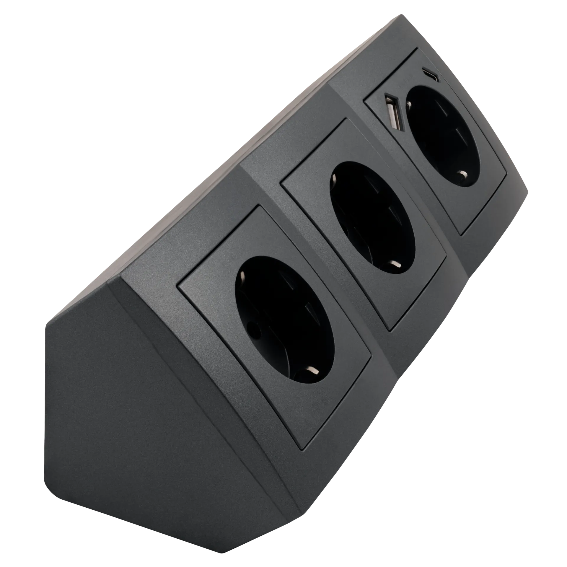 Steckdosenblock McPower ''Flair'' anthrazit, 3-fach Schutzkontakt + USB-C / USB-A – Bild 3