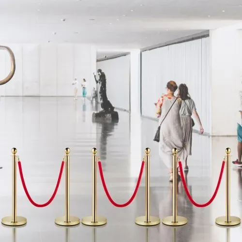 VEVOR 6-teiliges Personenleitsystem 96 cm Gesamthöhe Absperrung, Abgrenzungsständer Leitpfosten, Absperrständer mit 1,5 m Länge Seil für Hochzeiten, Hotels, Ausstellungen Goldener Absperrständer – Bild 7