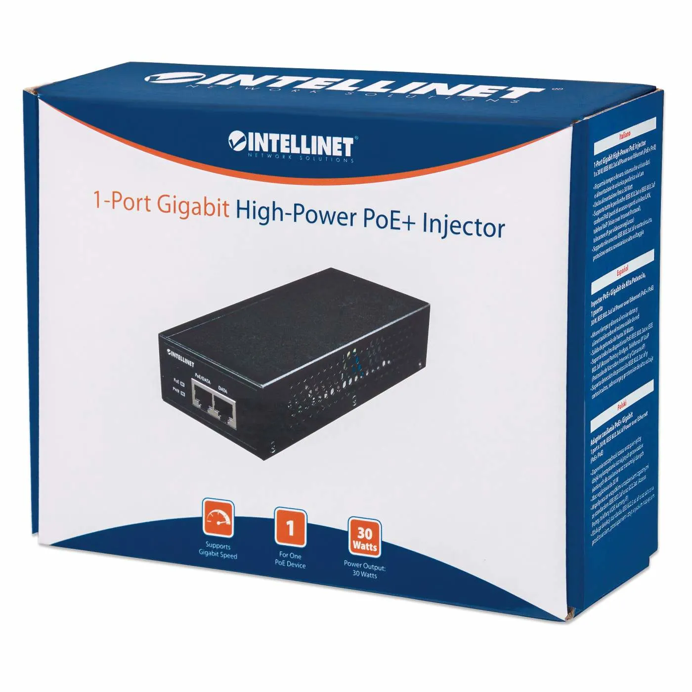 Intellinet Gigabit High-Power PoE+ Injektor, 1 x 30 Watt-Port, IEEE 802.3at/af Power over Ethernet (PoE+/PoE), Metallgehäuse – Bild 7