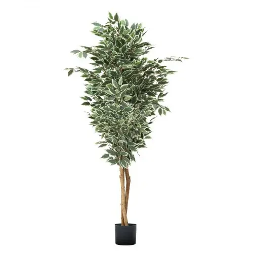 VEVOR Künstlicher Ficusbaum, 1,8 m, mit schwarzem Topf, Kunst-Ficuspflanze mit natürlichem Holzstamm & realistischen grünen Blättern, Seidenbaum für Innenbereich, für Zuhause, Büro, Wohnzimmer – Bild 10