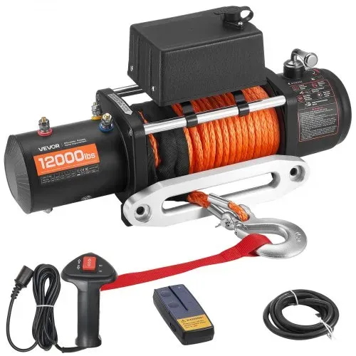 VEVOR Elektrische Seilwinde, 5400 kg, 12 V DC LKW-Winde mit Φ9,1mm x 23m Synthetikseil, kabellose & kabelgebundene Fernbedienung, IP55 zum Abschleppen von Geländewagen, Jeeps, Anhängern & Booten VEVOR Elektrische Seilwinde, 5400 kg, 12 V DC LKW-Winde mit Φ9,1mm x 23m Synthetikseil, kabellose & kabelgebundene Fernbedienung, IP55 zum Abschleppen von Geländewagen, Jeeps, Anhängern & Booten