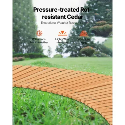 VEVOR Rollweg Gartenweg 253x43 cm, Ausrollbarer Holzweg, Gehweg aus Zedernholz mit Drahtseilverbindung, Holztritt, Gartentritt, dekorative Trittplatten für die Strandpromenade, Hinterhof, Terrasse – Bild 3