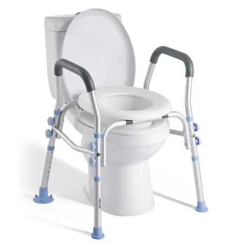 VEVOR Toilettensitzerhöhung Toilettenerhöhung mit Armlehnen & 136 kg Tragkraft & 4 Beinen, höhenverstellbarer erhöhter Toilettensitz mit Spritzschutz für ältere Menschen Senioren Schwangere VEVOR Toilettensitzerhöhung Toilettenerhöhung mit Armlehnen & 136 kg Tragkraft & 4 Beinen, höhenverstellbarer erhöhter Toilettensitz mit Spritzschutz für ältere Menschen Senioren Schwangere