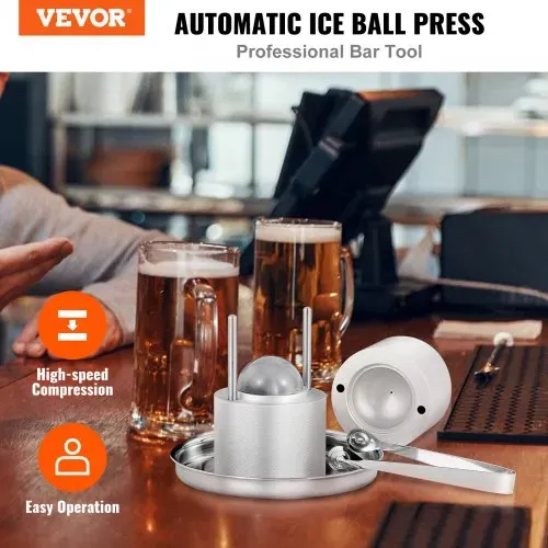 VEVOR Eiswürfelbereiter Eiswürfelformen Satz 60 mm, Eiswürfelform Eiskugelform mit Tropfschale & Eiszange & Glas, Strapazierfähige Eiswürfelformen Eiswürfelbehälter Silber Whisky, Americano VEVOR Eiswürfelbereiter Eiswürfelformen Satz 60 mm, Eiswürfelform Eiskugelform mit Tropfschale & Eiszange & Glas, Strapazierfähige Eiswürfelformen Eiswürfelbehälter Silber Whisky, Americano