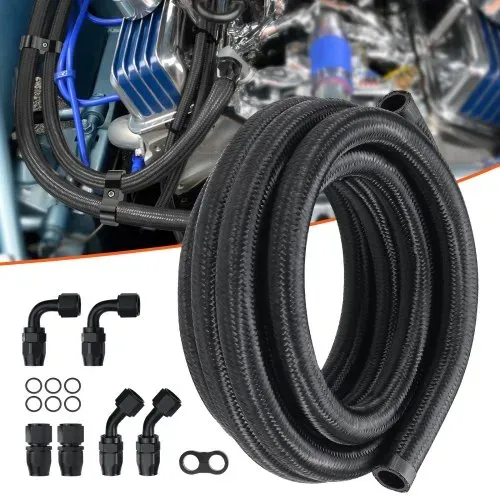 VEVOR 10-AN-Kraftstoffleitungssatz, 3048 mm Kraftstoffschlauchsatz, 13,97 mm-Nylon-Edelstahl-Geflecht-Kraftstoffleitungs-Öl-/Gas-Schlauchendstück-Anschlusssatz 7-teiliger Drehgelenk-Adaptersatz – Bild 7