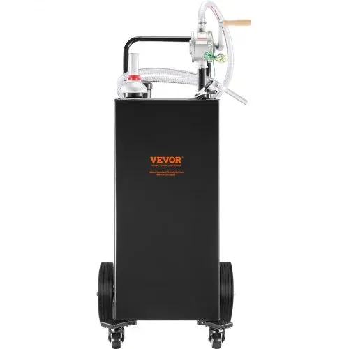 VEVOR Kraftstofftrolley 35 Gallonen Gaskraftstofftankbehälter 106 x 53 x 53 cm mit manueller Transferpumpe Benzin-Diesel-Kraftstoffbehälter für Autos Rasenmäher Geländefahrzeuge Boote Schwarz – Bild 9