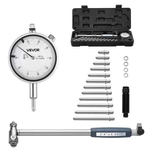 VEVOR Innendurchmesser Messuhr Set, Messuhr mit 0,03 mm Genauigkeit, 0-6,35 mm Bohrungsmessgerät, Bohrungslehre mit Stange, Aufbewahrungskoffer, Ambosse für industrielle Bearbeitungsmessungen VEVOR Innendurchmesser Messuhr Set, Messuhr mit 0,03 mm Genauigkeit, 0-6,35 mm Bohrungsmessgerät, Bohrungslehre mit Stange, Aufbewahrungskoffer, Ambosse für industrielle Bearbeitungsmessungen