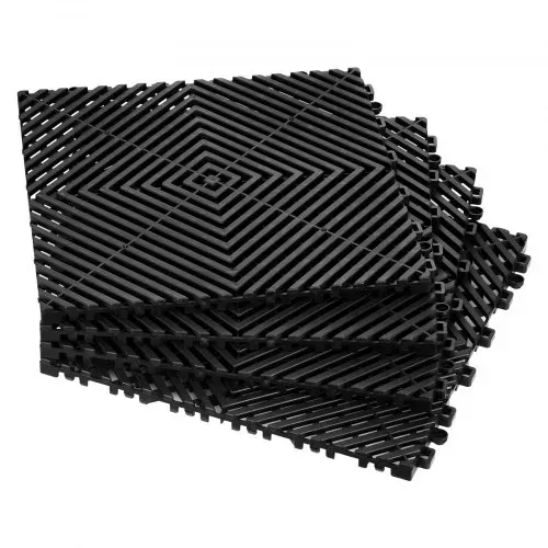 VEVOR ineinandergreifende Drainagematte Duschmatte 31 x 31 cm modulares ineinandergreifende Bodenmatten, 24 STK. Spleiß-Drainagematten, rutschfeste Drainage-Bodenfliesen, für Garage Garten Schwarz – Bild 9