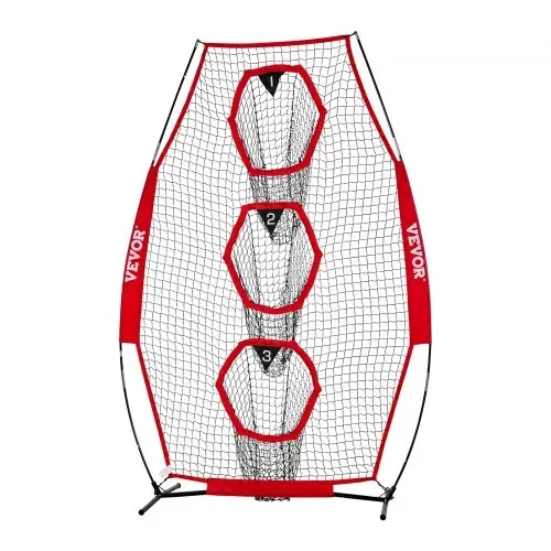 VEVOR Fußballtrainer Wurfnetz Übungsnetz (168 x 77 x 245 cm) mit 3 Zieltaschen & tragbarer Aufbewahrungstasche & Gurten, Wurfziel-Training für die Passgenauigkeit des Quarterbacks, rot – Bild 9