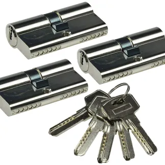 Schließzylinder-Set 3x 60mm (30+30mm) Profil-Zylinder, 5 Sicherheits-Schlüssel Schließzylinder-Set 3x 60mm (30+30mm) Profil-Zylinder, 5 Sicherheits-Schlüssel