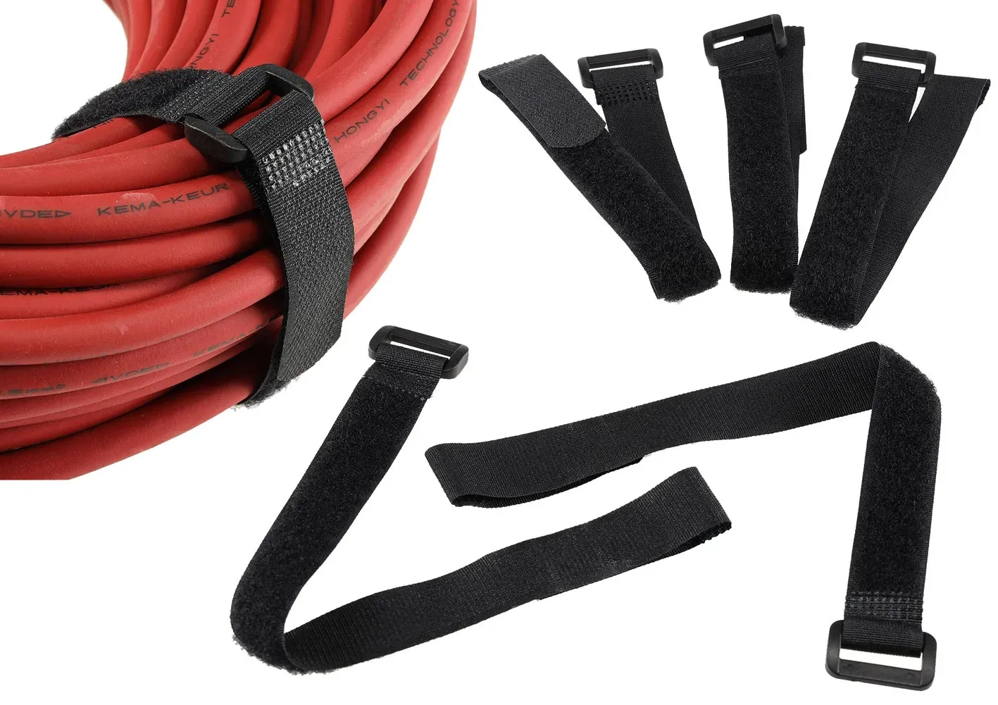 Klettband mit Öse, 5er Pack 30x2cm, schwarz Klettband mit Öse, 5er Pack 30x2cm, schwarz