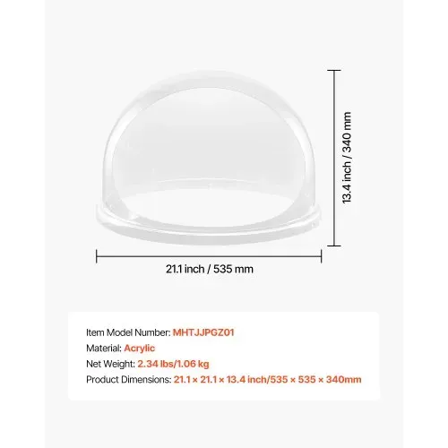 VEVOR Abdeckung für Zuckerwattemaschinen, Transparente Acrylkuppel-Schutzabdeckung, Kompatibel mit 52-cm-Zuckerwattemaschinenbehälter für Partys und Geschäfte, mit Bodenrille – Bild 6