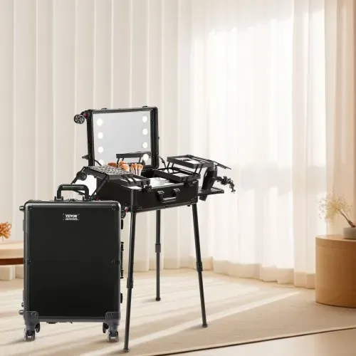 VEVOR Kosmetikkoffer 1030 x 510 x 1360 mm Schminktasche ABS + MDF-Platte + Aluminiumrahmen Schminkkoffer Make-Up Koffer Ideal für Friseur-, Make-up-Studios, Hochzeits- oder Event-Make-up – Bild 7