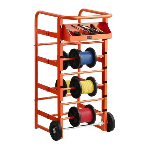 VEVOR Drahtspulenhalter 440x385x970 mm, 11 Querstangen, rollender Kabelspulenspender, freistehendes Kabelregal mit Ablagefach, 136 kg Kapazität, für Elektro-, Industrie- und Einzelhandel VEVOR Drahtspulenhalter 440x385x970 mm, 11 Querstangen, rollender Kabelspulenspender, freistehendes Kabelregal mit Ablagefach, 136 kg Kapazität, für Elektro-, Industrie- und Einzelhandel