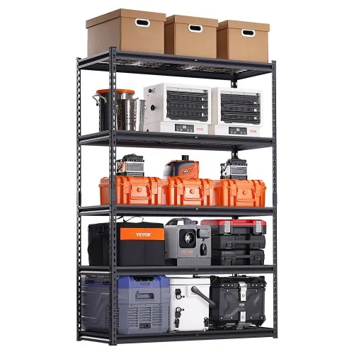 VEVOR Lagerregale, 1361 kg, 5-stufiges Schwerlastregal für die Garage, 508×1219,2×1828,8 mm, verstellbares Steckregal, Kellerregal, Industrieregal, Allzweckregal, für Küche, Lager, Keller, schwarz VEVOR Lagerregale, 1361 kg, 5-stufiges Schwerlastregal für die Garage, 508×1219,2×1828,8 mm, verstellbares Steckregal, Kellerregal, Industrieregal, Allzweckregal, für Küche, Lager, Keller, schwarz