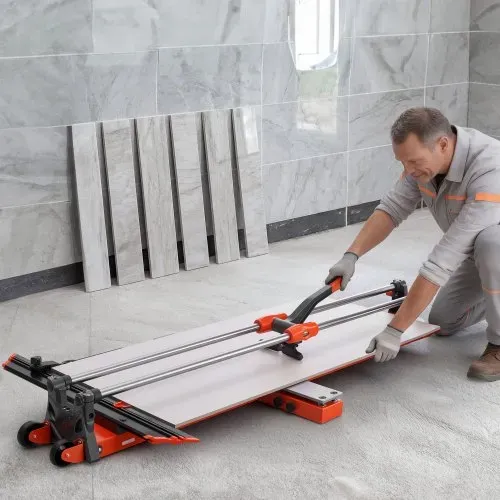 VEVOR Fliesenschneider 1200 mm, Fliesenschneidmaschine mit Verschiebbarem Schneidkopf & Federbelasteter Basis, Winkelanschlag, Wolframkarbid-Trennscheibe, Ausrichthilfe, für Keramikfliesen – Bild 7