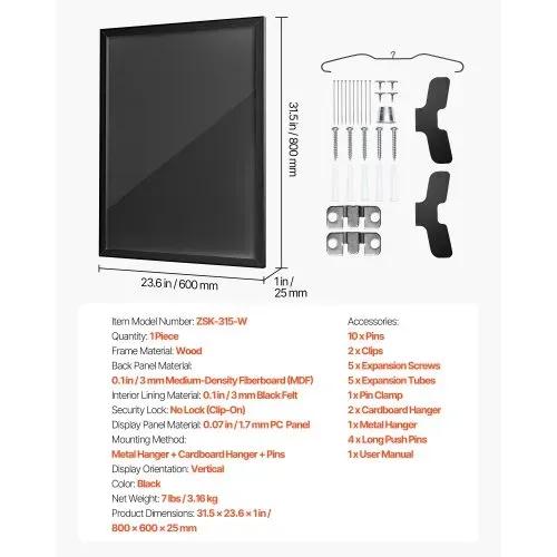VEVOR Trikotrahmen 60 x 80 cm, Holz-Trikot-Bildrahmen mit PC-Platte und 98 % UV-Schutz, Objektrahmen mit Aufhänger, Trikotvitrine für Baseball-, Basketball-, Football- und Hockeytrikots, Schwarz – Bild 6