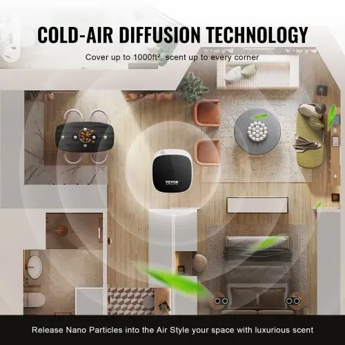 VEVOR Duft-Luftmaschine, 100 ml Bluetooth-Smart-Diffusor für ätherische Öle, wasserloser Duftdiffusor mit Kaltlufttechnologie, Aromatherapie-Diffusormaschine für Zuhause, Büro, Hotel, Spa – Bild 2