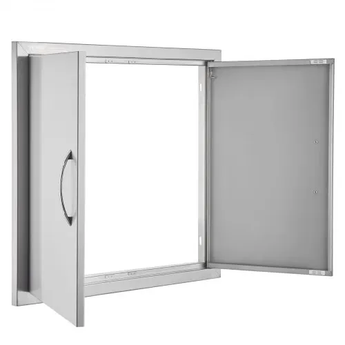 VEVOR Grill-Zugangstür, 660 x 609 mm, Doppelte Außenküchentür, Flächenbündig Montierte Edelstahltür, Vertikale Wandtür mit Griffen, für Grillinsel, Grillstation, Außenschrank – Bild 10