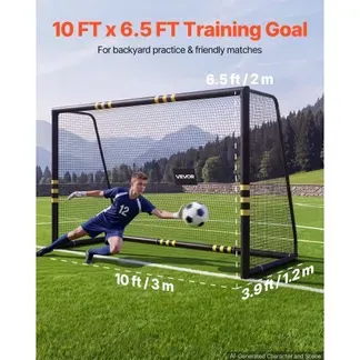 VEVOR Fußballtor 3 x 2 m, Tragbares Soccertor mit Dickwandigen Eisenrohren für Gärten Parks Schulen und Sportplätze, mit PE-Netz für über 110 km/h, Bodenankern und Stoßdämpfender Schaumstoffpolsterung VEVOR Fußballtor 3 x 2 m, Tragbares Soccertor mit Dickwandigen Eisenrohren für Gärten Parks Schulen und Sportplätze, mit PE-Netz für über 110 km/h, Bodenankern und Stoßdämpfender Schaumstoffpolsterung