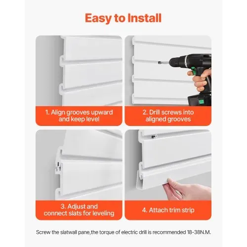 VEVOR Werkzeugwand 1230x1235x20mm, PVC-Garagen-Lamellenwand, weißer Wandorganizer, 136kg pro Platte, Lamellenwandpaneel mit Kupplungsstruktur & DIY-Zuschnitt, geeignet für Lagerung & Präsentation – Bild 5