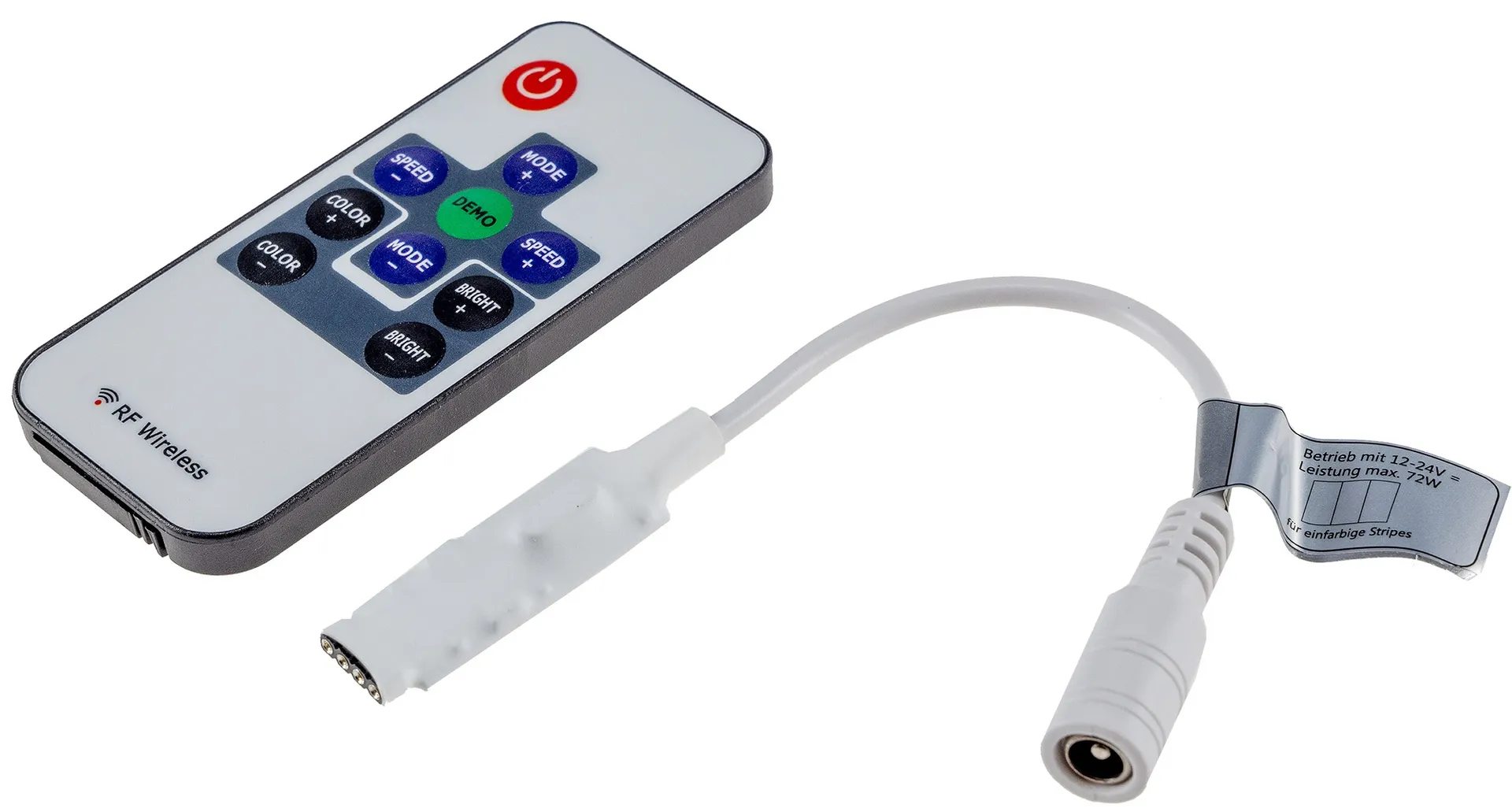 Funk-Controller für LED-Stripes RGB mit Fernbedienung, 12-24V, 72Watt Funk-Controller für LED-Stripes RGB mit Fernbedienung, 12-24V, 72Watt
