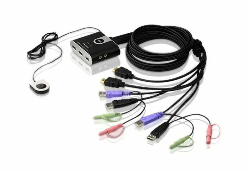 ATEN 2-Port USB HDMI/Audiokabel KVM Switch mit Remote-Port-Wähler ATEN 2-Port USB HDMI/Audiokabel KVM Switch mit Remote-Port-Wähler