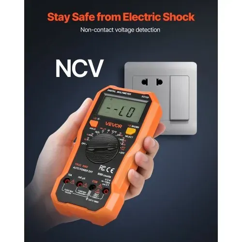 VEVOR Digitalmultimeter, 6000-Count TRMS DC/AC Voltmeter Stromtester, NCV-Multimeter für Strom, Spannung, Widerstand, Tastverhältnis, Temperatur, Dioden, Kontinuitätstest mit stromführendem Draht – Bild 3