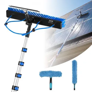 VEVOR 2-in-1 Teleskop Waschbürste für Solarpanel, Photovoltaik Reinigungsset mit 2-10m Alu-Teleskop 20m Wasseranschluss Abzieher & Seifenspender, Reinigungsbürste für Solaranlage Fenster Terrassendach VEVOR 2-in-1 Teleskop Waschbürste für Solarpanel, Photovoltaik Reinigungsset mit 2-10m Alu-Teleskop 20m Wasseranschluss Abzieher & Seifenspender, Reinigungsbürste für Solaranlage Fenster Terrassendach