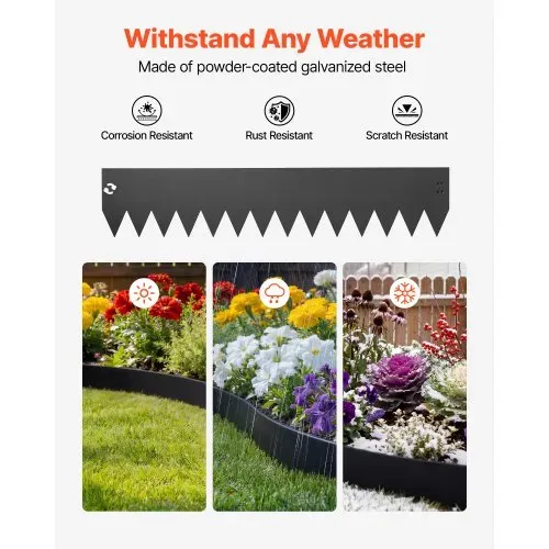 VEVOR Rasenkante 6er-Pack 1016×203 mm, Beeteinfassung mit 6 Befestigungsclips, Biegsame Rasenbleche aus Verzinktem Stahl, Mähkante, Palisade Beetumrandung für Blumenbeete & Gartenwege, Schwarz VEVOR Rasenkante 6er-Pack 1016×203 mm, Beeteinfassung mit 6 Befestigungsclips, Biegsame Rasenbleche aus Verzinktem Stahl, Mähkante, Palisade Beetumrandung für Blumenbeete & Gartenwege, Schwarz