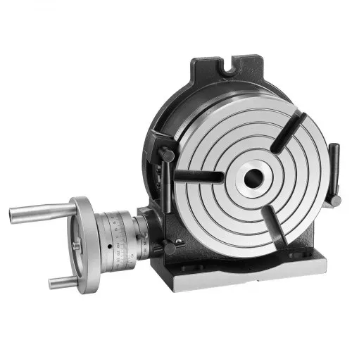VEVOR Rundtisch Teilapparat Schwenkbar Horizontal/Vertikal 200 mm Drehtisch, für Fräsmaschinen & Bohrmaschinen, mit T-Nut & Skala, Schneckengetriebeverstellung, aus Gusseisen, Präzisionsindexierung, – Bild 9