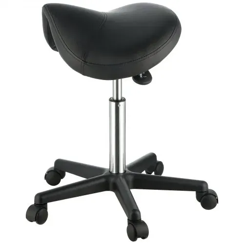 VEVOR Sattelhocker mit Rädern, 181 kg Gewichtskapazität, Ergonomischer Rollsattelhocker, Höhenverstellbar, Verdicktes PU-Leder, Drehsattelhocker, Stuhl für Salon, Spa, Klinik, Schwarz – Bild 10