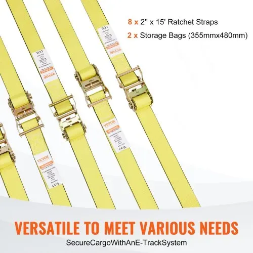VEVOR 8er-Pack Spanngurte mit Ratsche, 2362,31kg, 5,08 x 38,1 cm, robust für Fracht – Bild 4