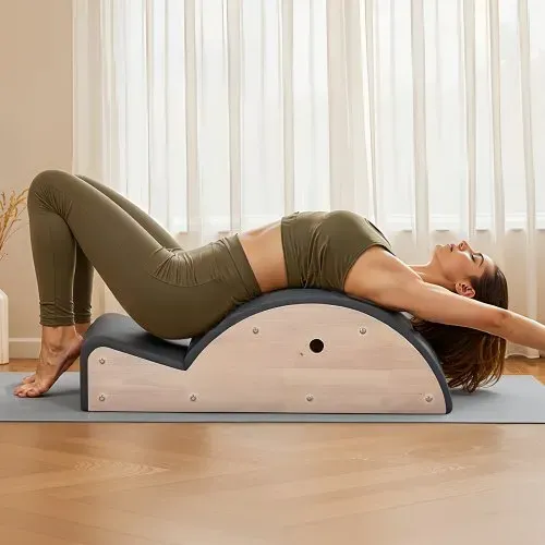 VEVOR Pilates-Wirbelsäulenkorrektur Yoga Zubehör für das Heim-Fitnessstudio, Fitness-Trainingsgerät aus Gummibaumholz, gekrümmtes Fitness-Körpertrainingsgerät, für Wirbelsäulenübungen Gleichgewicht – Bild 7