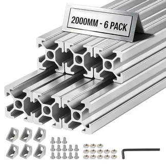 VEVOR 2020 Aluminium Profile 6 Stk. 2 m, Eloxierte T-Nut-Aluprofile nach EU-Standard, Hochfestes Strangpressprofil, Aluminiumschiene für 3D-Druckerteile, CNC-DIY-Werkbänke und Montage, Silber VEVOR 2020 Aluminium Profile 6 Stk. 2 m, Eloxierte T-Nut-Aluprofile nach EU-Standard, Hochfestes Strangpressprofil, Aluminiumschiene für 3D-Druckerteile, CNC-DIY-Werkbänke und Montage, Silber