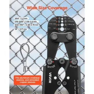 VEVOR Crimpzange 1,2–3,17mm, Crimpwerkzeug mit Metrischen & Imperialen Markierungen, Krimpzange, Presszange, Drahtseilpresse für Ovale & Doppelte Aluminiumhülsen sowie geglühte Kupferhülsen VEVOR Crimpzange 1,2–3,17mm, Crimpwerkzeug mit Metrischen & Imperialen Markierungen, Krimpzange, Presszange, Drahtseilpresse für Ovale & Doppelte Aluminiumhülsen sowie geglühte Kupferhülsen