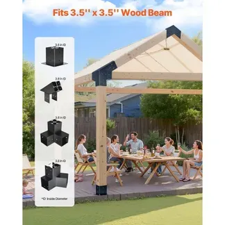 VEVOR Pfostenverbinder, Pfostennecke für Posten mit Innengröße von 92×92 mm, 3-Wege-/4-Wege-Pavillonhalterung mit Pfostensockeln & Firsthalterungen für Pergolen & Pavillons, 14-teilig VEVOR Pfostenverbinder, Pfostennecke für Posten mit Innengröße von 92×92 mm, 3-Wege-/4-Wege-Pavillonhalterung mit Pfostensockeln & Firsthalterungen für Pergolen & Pavillons, 14-teilig