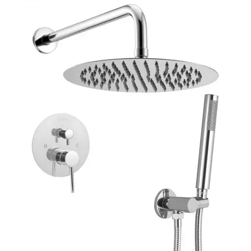 VEVOR Duscharmatur Regenduschsystem fürs Badezimmer Duschsystem mit 254 mm runden Regenduschkopf & Handbrause, wandmontierte Badezimmerarmaturen mit Messingventil & Zierset, Silberchrom – Bild 9