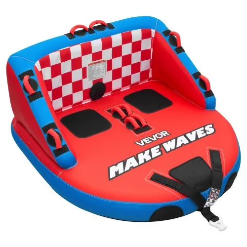 VEVOR Towable Tube für Boote, Wassersport-Schleppreifen für 2 Personen, bis 154 kg Tragfähigkeit, mit 2 Zugpunkten, Nylonhülle, Gepolsterten Griffen und Sicherheitsventil, für Seen, Flüsse, Rot VEVOR Towable Tube für Boote, Wassersport-Schleppreifen für 2 Personen, bis 154 kg Tragfähigkeit, mit 2 Zugpunkten, Nylonhülle, Gepolsterten Griffen und Sicherheitsventil, für Seen, Flüsse, Rot