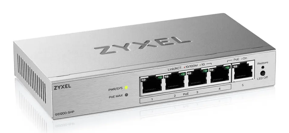 Zyxel GS1200-5HPV3 Managed L2 Gigabit Ethernet (10/100/1000) Power over Ethernet (PoE) Desktop Grau – Bild 2