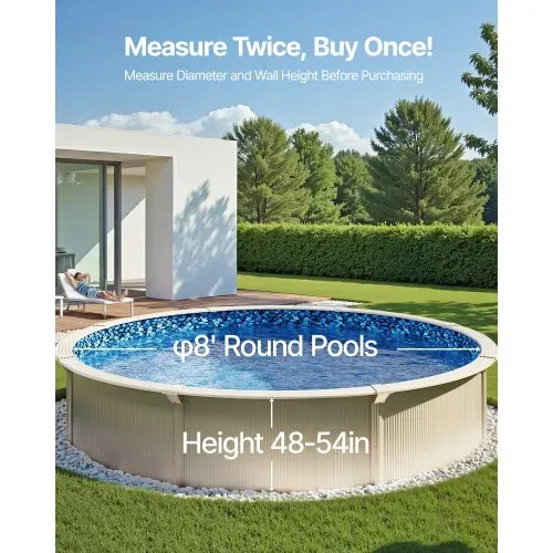 VEVOR Runde Poolfolie, φ244x147 cm, Innenfolie, Ersatzfolie, Innenhülle, Schwimmbadfolie, Folie aus Vinyl im Überlappungsstil mit Standardstärke, verschleißfest, für Aufstellpools mit 137 cm Wandhöhe – Bild 2