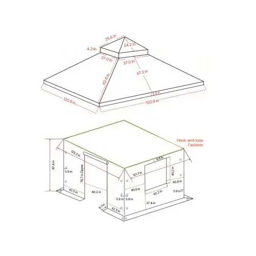 VEVOR Winter Pavillonabdeckung, passend für 3,05x3,05 m Pavillons mit Doppeldach, Ersatzabdeckung mit Seitenwänden & Netzfenstern, Lagerschutzabdeckungen, Pavillons nicht im Lieferumfang enthalten – Bild 6