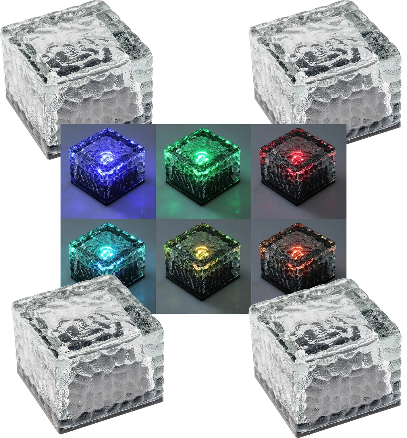 Solar Dekosteine IP65, 4er Set mit Dämmerungssensor, RGB Solar Dekosteine IP65, 4er Set mit Dämmerungssensor, RGB