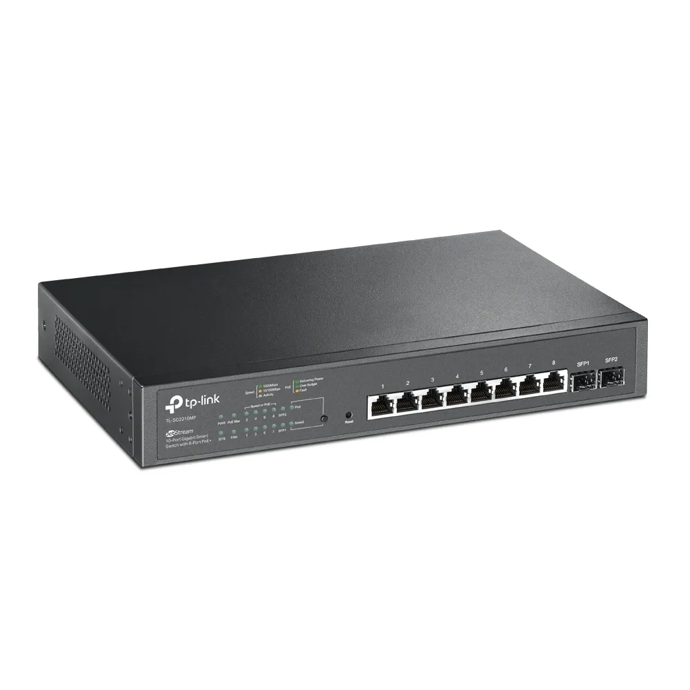TP-Link Switch full managed Layer2 10 Port • 8x 1 GbE • PoE Budget 150 Watt • 8x PoE at • 2x SFP • 10” • Omada • SG2210MP – Bild 2