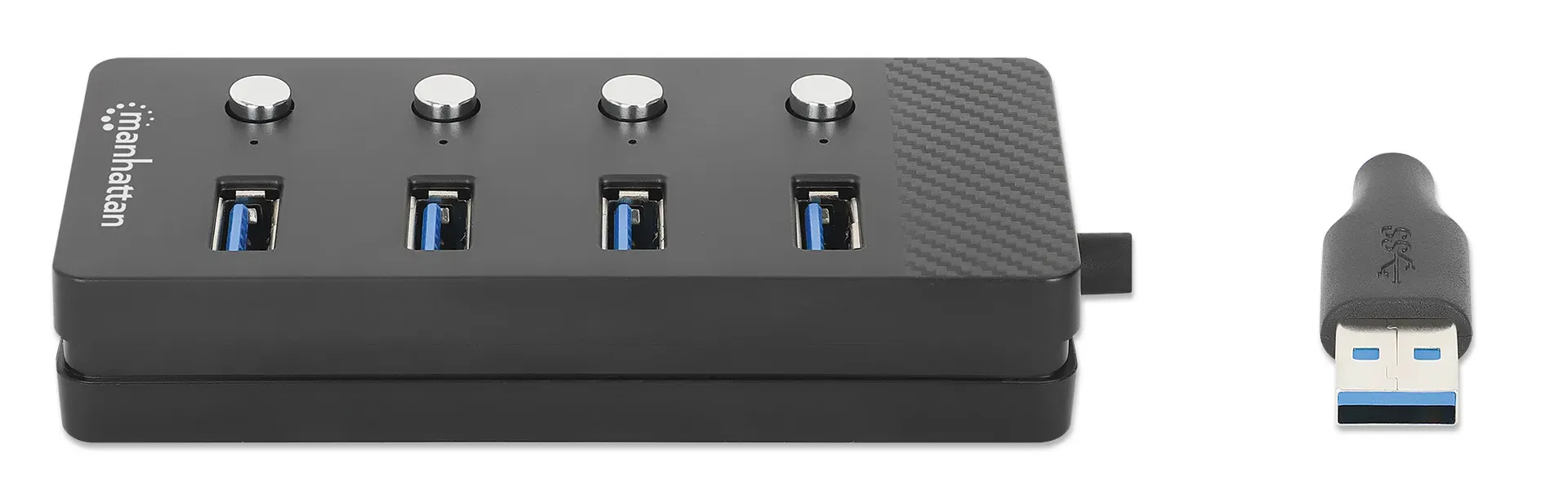 Manhattan 180887 Schnittstellen-Hub USB 3.2 Gen 1 (3.1 Gen 1) Type-A 5000 Mbit/s Schwarz – Bild 3