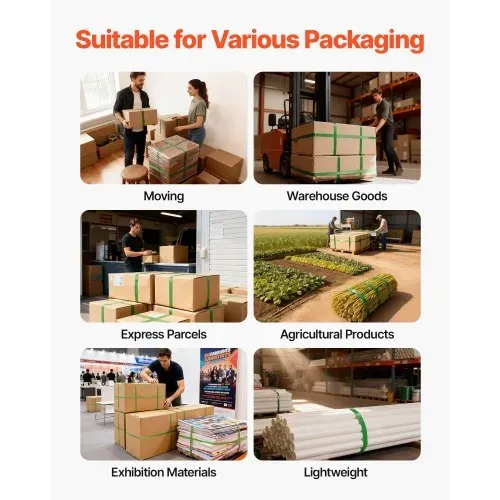 VEVOR 6 tlg Umreifungsset mit Umreifungsband, manuelle Umreifungsgerät mit 457 m PET Band, 450 Metallklammern, 150 Kantenschutzern, pefekte Werkstattausstattung für Verpackung, Transport und Lager – Bild 5