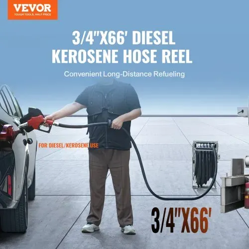 VEVOR Kraftstoffschlauchaufroller, einziehbarer Dieselschlauchaufroller, 3/4 Zoll x 20 m, automatische Betankungsdüse VEVOR Kraftstoffschlauchaufroller, einziehbarer Dieselschlauchaufroller, 3/4 Zoll x 20 m, automatische Betankungsdüse